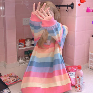 Rainbow Stripe Oversize Sweatshirt J40131