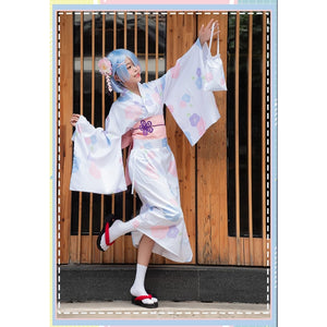 Re:life In A Different World From Zero Rem Ceremony Kimono Cosplay Costume & Wig