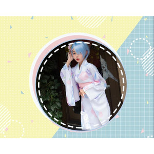 Re:life In A Different World From Zero Rem Ceremony Kimono Cosplay Costume & Wig