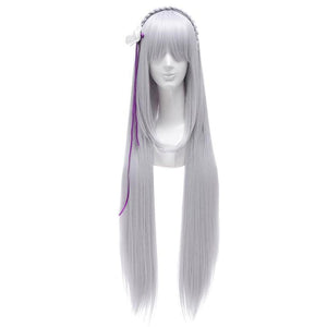 Re:zero Starting Life In Another World Emilia Cosplay Wigs Long Sliver Straight Hair Mp005950