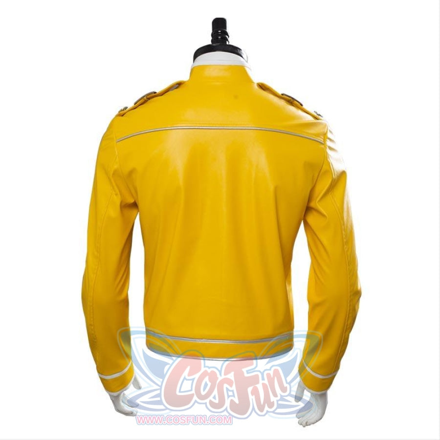Queen Lead Vocals Freddie Mercury Cosplay Costume Yellow Leather Jacket