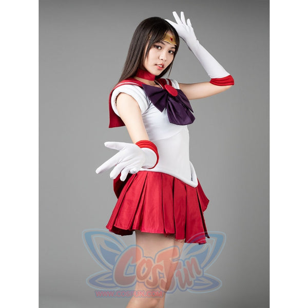 cosfun Sailor Moon Sailor Mars Hino Rei Cosplay Costumes Red Suit