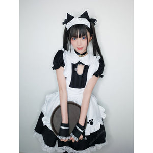 Sexy Bust Open Kitty Ruffle Lace Maid Dress Cosplay Costume Costumes