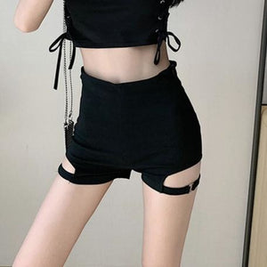 Sexy Look Slim Bar Disco Hot Pants Side Laced Up T-Shirt Summer Cool Girl Set S / Shorts B (One