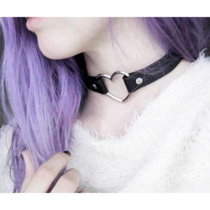 B.CYQZ Sexy Choker Necklace Collar PU Leather With Ring Metal Heart  Harajuku Women Punk Rock Hip Hop Cosplay Goth Accessories - AliExpress