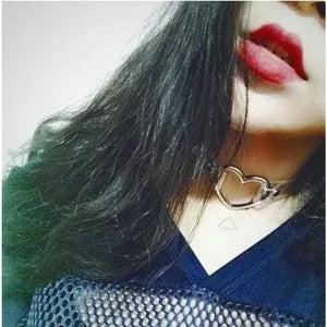 Sexy Punk Metal Love Ring Leather Garter Choker Necklace J40782 Props & Accessories
