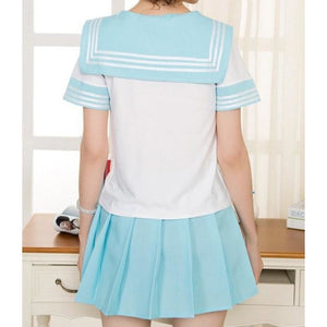 Solid Beautiful Sailor Stripe Top Pleated Skirt School Uniforms Uniform