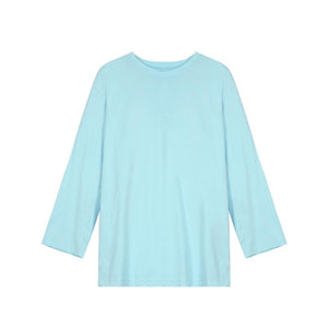 Solid Oversize Round Neck Pullover Basic Shirt Blue / One Size Sweatshirt