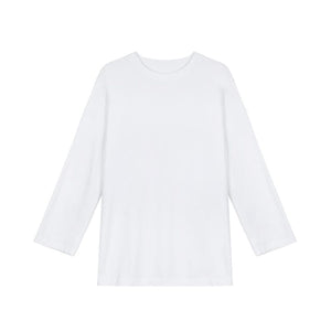 Solid Oversize Round Neck Pullover Basic Shirt White / One Size Sweatshirt