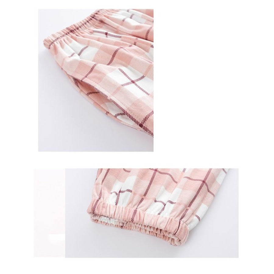 Strawberry Bear Printing Japanese Style Plaid Pajama Set - cosfun