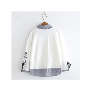 Sunshine Embroidery Bowknot Sleeves One-Piece Sweatshirt