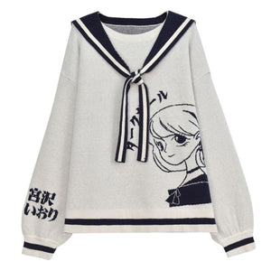Sweet Anime Cartoon Sailor Neck Sweater J40179 Gray / S Sweatshirt