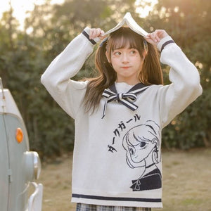 Sweet Anime Cartoon Sailor Neck Sweater J40179 Sweatshirt