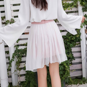 Sweet Sakura Embroidery Tassels Tulle Skirt