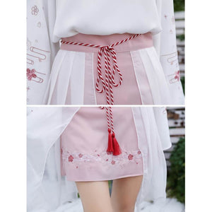 Sweet Sakura Embroidery Tassels Tulle Skirt Pink / S