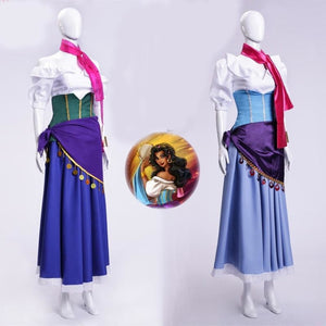 The Hunchback Of Notre Dame Esmeralda Cosplay Costume Purple Blue Partywomen Girl Dress Halloween