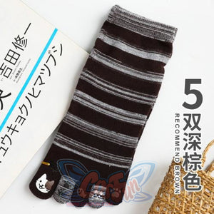 Toe Socks Girl Cotton Cartoon Cat Paw Cute Kawaii 5 Pairs Dark Brown / One Size Stockings&socks