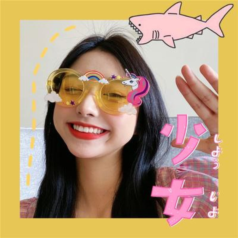 Unicorn Funny Toys Selfie Gadget Picnic Use Birthday Party Gifts Specs Glasses Yellow